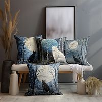 Wild Animals Double Side Pillow Cover 4PC Cat Tiger Leopard Yak Soft Decorative Square Cushion Case Pillowcase for Bedroom Livingroom Sofa Couch Chair miniinthebox - thumbnail