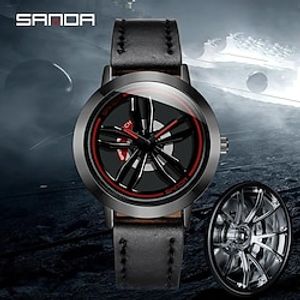 SANDA 360 Degrees Rotating Wheel Dial Men's Quartz Watches Men Fashion Business Racing car Wheel Wrist watches Relogio Masculino miniinthebox