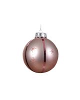 Kaemingk Decoris 8cm Bauble On Wire Shatterproof Matt Snowflakes Blush Pink