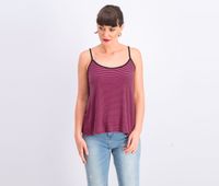Womens Stripe Sleeveless Tank Top  Black/Fuchsia - thumbnail