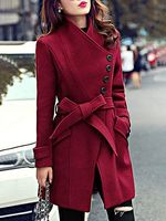 Fashion Solid Color Buttoned Woolen Coat