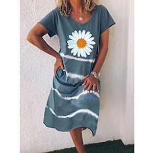 Women's A Line Dress Midi Dress Blue Short Sleeve Floral Striped Ruched Print Spring Summer U Neck Elegant Casual 2022 S M L XL XXL 3XL Lightinthebox