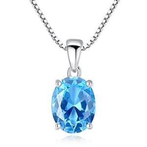 Necklace Light Blue Synthetic Diamond S925 Sterling Silver Women's Fashion Simple Classic Luminous Wedding Oval Necklace For Wedding Party Lightinthebox