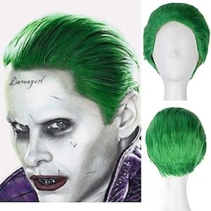 Squad The Joker Cosplay Wigs Short Straight Green Wig Men Adult Cosplay Full Machine Made Wig for The  Ball During Lightinthebox