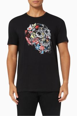 Doodle Skull Printed T-shirt in Cotton