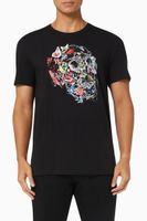 Doodle Skull Printed T-shirt in Cotton - thumbnail