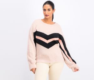 Chevron-Stripe Sweater  Rose Buff