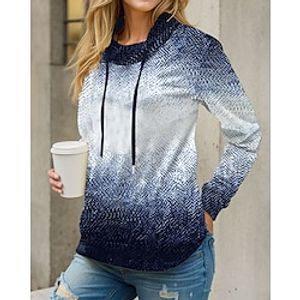 Women's Sweatshirt Pullover Active Sportswear Drawstring Blue Purple Graphic Casual Sports Pile Neck Long Sleeve Top Micro-elastic Spring   Fall Lightinthebox