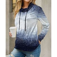 Women's Sweatshirt Pullover Active Sportswear Drawstring Blue Purple Graphic Casual Sports Pile Neck Long Sleeve Top Micro-elastic Spring   Fall Lightinthebox - thumbnail