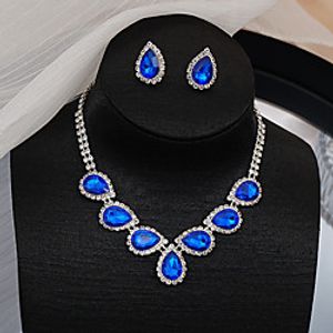 Women's Hoop Earrings Necklace Chandelier Blessed Stylish Luxury Elegant Vintage French Earrings Jewelry Royal Blue For Party Wedding Engagement Work Festival 1 set Lightinthebox