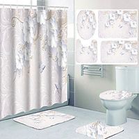 Flower Pattern Printing Bathroom Shower Curtain Leisure Toilet Four-piece Design miniinthebox Flower Pattern Printing Bathroom Shower Curtain Leisure Toilet Four-piece Design miniinthebox