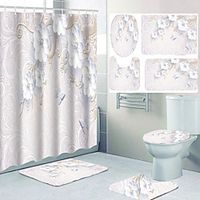 Flower Pattern Printing Bathroom Shower Curtain Leisure Toilet Four-piece Design miniinthebox - thumbnail