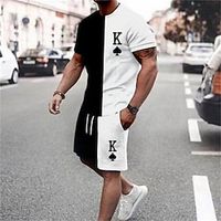 Men's T-shirt Suits Tennis Shirt Color Block Crew Neck Daily Wear Vacation Short Sleeve 2 Piece Clothing Apparel Gymnatics Casual Lightinthebox - thumbnail