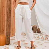 Women's Pants Trousers Cotton Plain Black White Casual Daily Ankle-Length Weekend Spring Summer Lightinthebox