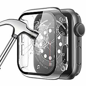 [2 pack] Case for apple watch 44mm 40mm 42mm 38mm series se 6 5 4 3 2 1 built-in tempered glass screen protector ultra-thin full cover protective hard pc bumper case for iwatch series miniinthebox
