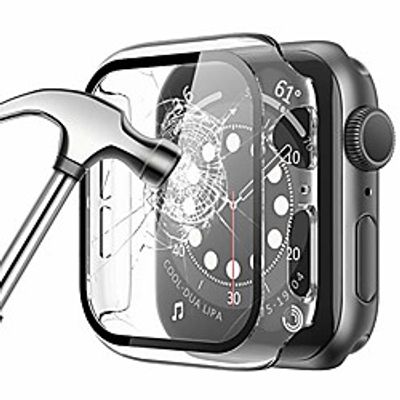 [2 pack] Case for apple watch 44mm 40mm 42mm 38mm series se 6 5 4 3 2 1 built-in tempered glass screen protector ultra-thin full cover protective hard pc bumper case for iwatch series miniinthebox