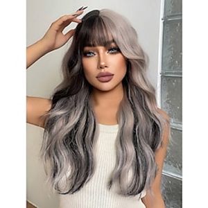 1-piece synthetic heat-resistant curly hair with bangs wig color matching 28 inch woven daily natural realistic wig Lightinthebox