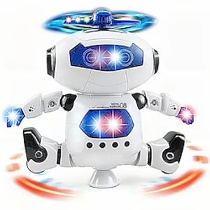 Musical Walking Dancing Robot Toy For Kids Flashing Lights 360 Body Spinning Toddlers Boys Girls Fun Toy Figure (Model 1) Lightinthebox