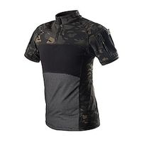 Men's T shirt Hiking Tee shirt Tactical Military Shirt Short Sleeve Top Outdoor Breathable Quick Dry Lightweight Sweat wicking Spring Summer SAND CP camouflage Black python pattern Hunting Fishing Lightinthebox - thumbnail