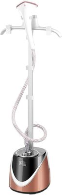 Black+Decker Garment Steamer with Single Adjustable Pole & Hanger, 1600 W, 5 Stage, 1.7 L, Auto Shut-Off, Rose Gold/Black - GST1600-B5
