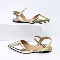 Women's Flats Dress Shoes Plus Size Wedding Party Daily Bridesmaid Shoes Flat Heel Pointed Toe Minimalism PU Loafer Gold Lightinthebox - thumbnail