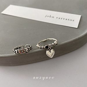 south korea dongdaemun s925 sterling silver custom ring female net red sex heart pendant retro tank chain index finger ring Lightinthebox