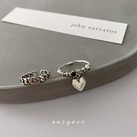 south korea dongdaemun s925 sterling silver custom ring female net red sex heart pendant retro tank chain index finger ring Lightinthebox - thumbnail