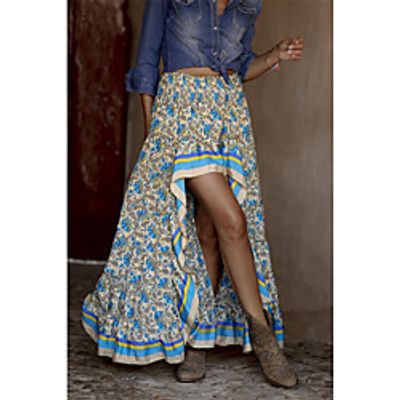 Women's Vacation Casual / Daily Boho Skirts Floral / Botanical Print Blue Red miniinthebox