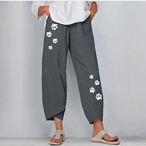 Women's Chinos Pants Trousers Pink Khaki Gray Mid Waist Fashion Casual Weekend Side Pockets Print Micro-elastic Ankle-Length Comfort Graphic S M L XL XXL  Loose Fit Lightinthebox