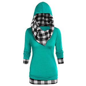 Women's Plus Size Tops Blouse Shirt Plaid Patchwork Long Sleeve Cowl Neck Hawaiian Halloween Fall Winter Gray Green Black Big Size L XL XXL 3XL 4XL miniinthebox