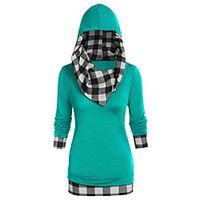Women's Plus Size Tops Blouse Shirt Plaid Patchwork Long Sleeve Cowl Neck Hawaiian Halloween Fall Winter Gray Green Black Big Size L XL XXL 3XL 4XL miniinthebox - thumbnail