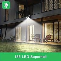 1PC Outdoor Solar Light with Motion Sensor, 185 LED 3 Modes Outdoor Solar Light 1800mAh IP65 Waterproof LED Outdoor Wall Light For, Garden, Patio, Garage, Front Door, Pool, Steps, Fence Lightinthebox