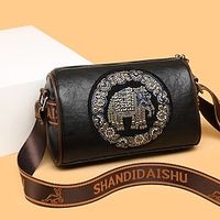 Women's Crossbody Bag PU Leather Daily Crystals Large Capacity Geometric Black Brown Coffee miniinthebox