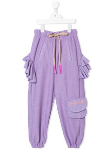 Natasha Zinko Kids ruffled cargo-pocket track pants - PURPLE