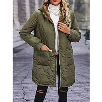 Women's Parka Fleece Lined Winter Coat Quilted Coat Long Puffer Jacket with Hood Windproof Warm Zipper with Pocket Outerwear Long Sleeve Fall Lightinthebox Women's Parka Fleece Lined Winter Coat Quilted Coat Long Puffer Jacket with Hood Windproof Warm Zipper with Pocket Outerwear Long Sleeve Fall Lightinthebox