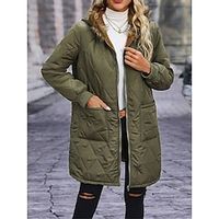 Women's Parka Fleece Lined Winter Coat Quilted Coat Long Puffer Jacket with Hood Windproof Warm Zipper with Pocket Outerwear Long Sleeve Fall Lightinthebox - thumbnail