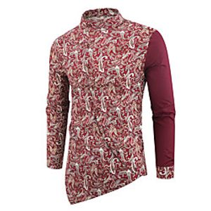 Men's Shirt Other Prints Patchwork Graphic Long Sleeve Casual Tops Casual Soft Breathable Black Red miniinthebox