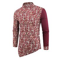 Men's Shirt Other Prints Patchwork Graphic Long Sleeve Casual Tops Casual Soft Breathable Black Red miniinthebox - thumbnail