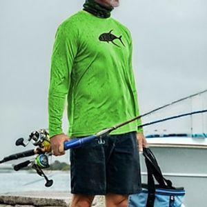 Men's Fishing Shirt Outdoor Long Sleeve UV Protection Breathable Quick Dry Lightweight Sweat wicking Top Summer Spring Outdoor Fishing Camping  Hiking Blue Green Khaki Lightinthebox