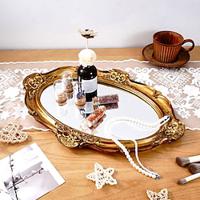 Classic Antique Bronze Oval Mirror Decorative Tray - Vintage Court-style Resin Material Desktop Mirror Decoration, Suitable for Makeup Vanity, Jewelry Storage, Photography Props, and Decor Lightinthebox