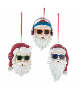 Homesmiths Christmas 4 Inch Cool Yule Santa Head Assorted Colors & Design 1 Piece