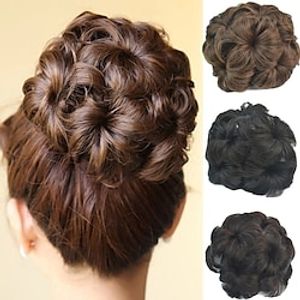 Bridal Updo Chignon Bun Flower Clip Synthetic Culry Hair Extensions More Colors miniinthebox