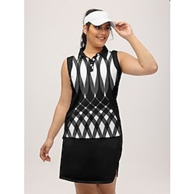 Women's Golf Polo Shirt Black Sleeveless Top Plaid Ladies Golf Attire Clothes Outfits Wear Apparel miniinthebox Women's Golf Polo Shirt Black Sleeveless Top Plaid Ladies Golf Attire Clothes Outfits Wear Apparel miniinthebox