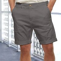 Men's Linen Shorts Summer Shorts Beach Shorts Button Pocket Plain Comfort Breathable Short Holiday Vacation Beach Linen Cotton Blend Hawaiian Boho Black White Lightinthebox