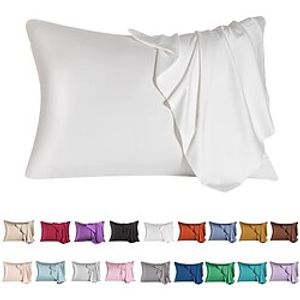 100% Silk Pillowcase for Hair and Skin with Hidden Zipper, Both Sides 21 Momme Mulberry Silk, 1PCS, Standard Size Suit miniinthebox