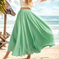 Women's Swing Long Skirt Maxi Skirts Layered Long Solid Colored Holiday Casual Daily Spring Summer Linen Cotton Blend Casual Summer Light Yellow Pink purple Mint Green Lavender Lightinthebox