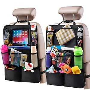 Backseat Car Organizer Kick Mats Back Seat Protector with Touch Screen Tablet Holder Car Back Seat Organizer for Kids Car Travel Accessories Kick Mat with 9 Storage Pockets 1PCS miniinthebox
