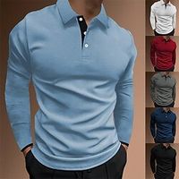 Men's Golf Shirt Golf Polo Work Casual Lapel Long Sleeve Basic Modern Plain Button Spring   Fall Regular Fit Black White Red Navy Blue Sky Blue Dark Gray Golf Shirt Lightinthebox