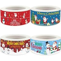 120Pcsroll Merry Christmas Stickers Happy New Year Gift Sealing Stickers Holiday Candy Bag Box Decoration Stationery Stickers Lightinthebox - thumbnail