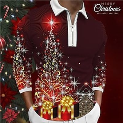 Christmas Tree Casual Men's 3D Print Zip Polo Golf Polo Outdoor Casual Daily Streetwear Christmas Polyester Long Sleeve Turndown Zip Polo Shirts Wine Fall Winter S M L Lapel Polo miniinthebox Christmas Tree Casual Men's 3D Print Zip Polo Golf Polo Outdoor Casual Daily Streetwear Christmas Polyester Long Sleeve Turndown Zip Polo Shirts Wine Fall Winter S M L Lapel Polo miniinthebox